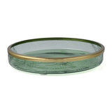 Transparent Glass Bathroom Accessories Tray (Green & Gold)