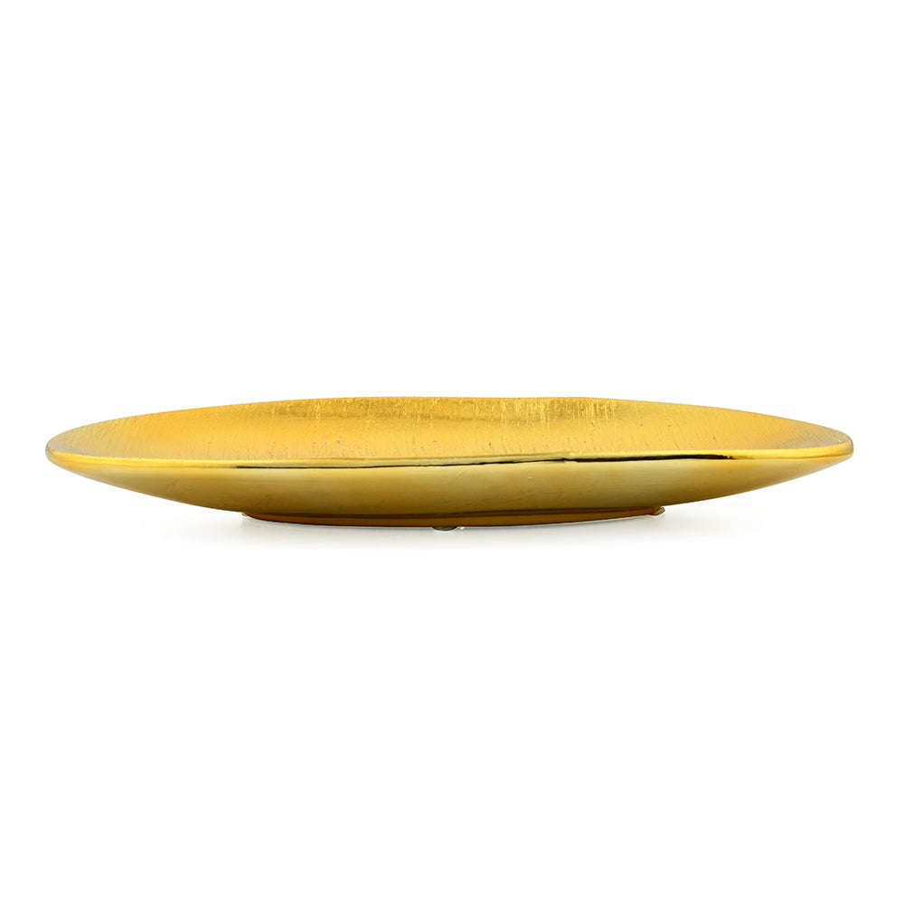 Glaze Oval Ceramic Decorative Platter (Gold)