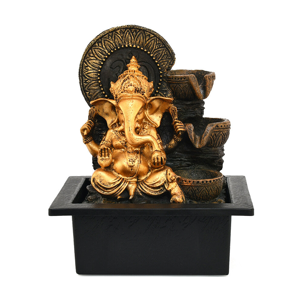 Ganesha Arc Polyresin Decorative Water Fountain (Antique Gold)