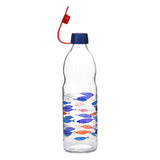 Transparent 1000 ml Glass Water Bottle (Blue)