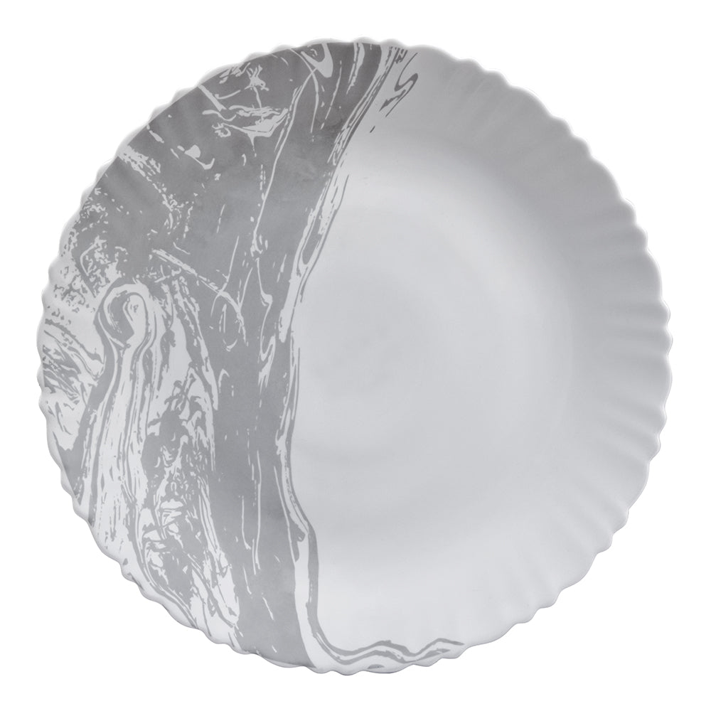 Arias by Lara Dutta Fluted Graphite Snow Dinner Set - 14 Pieces