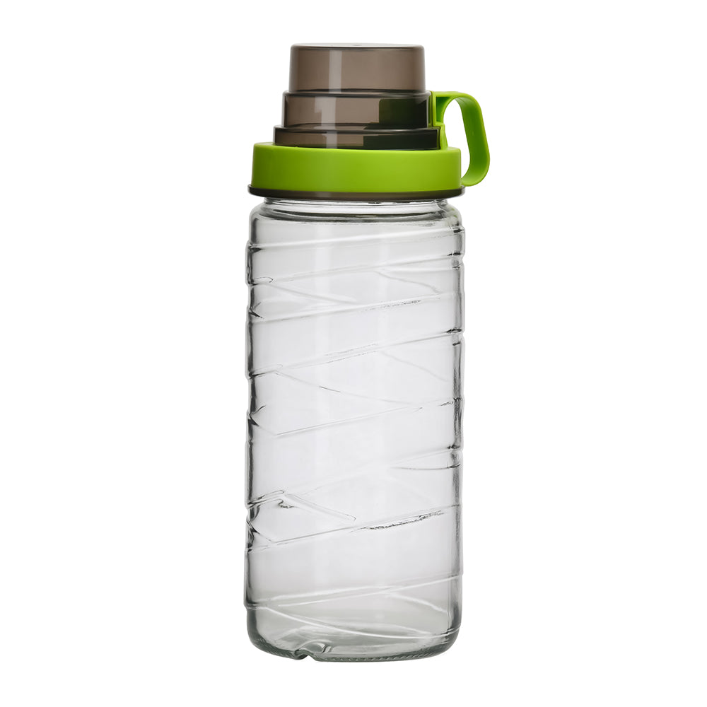 Transparent 1540 ml Tall Canister With Measure Cup Lid (Green)