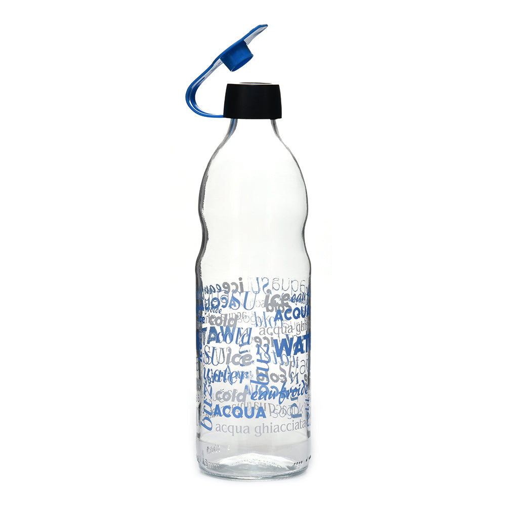 Aqua Transparent 1000 ml Glass Water Bottle (Blue)