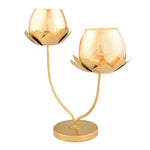 Lotus Branch Metal & Glass Candle Holder (Gold)