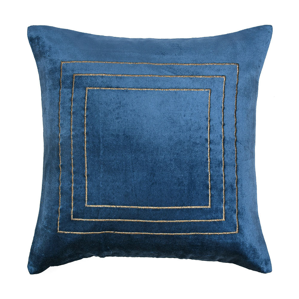 Solid Cotton Polyester 16' x 16' Cushion Covers Set of 2 (Blue)