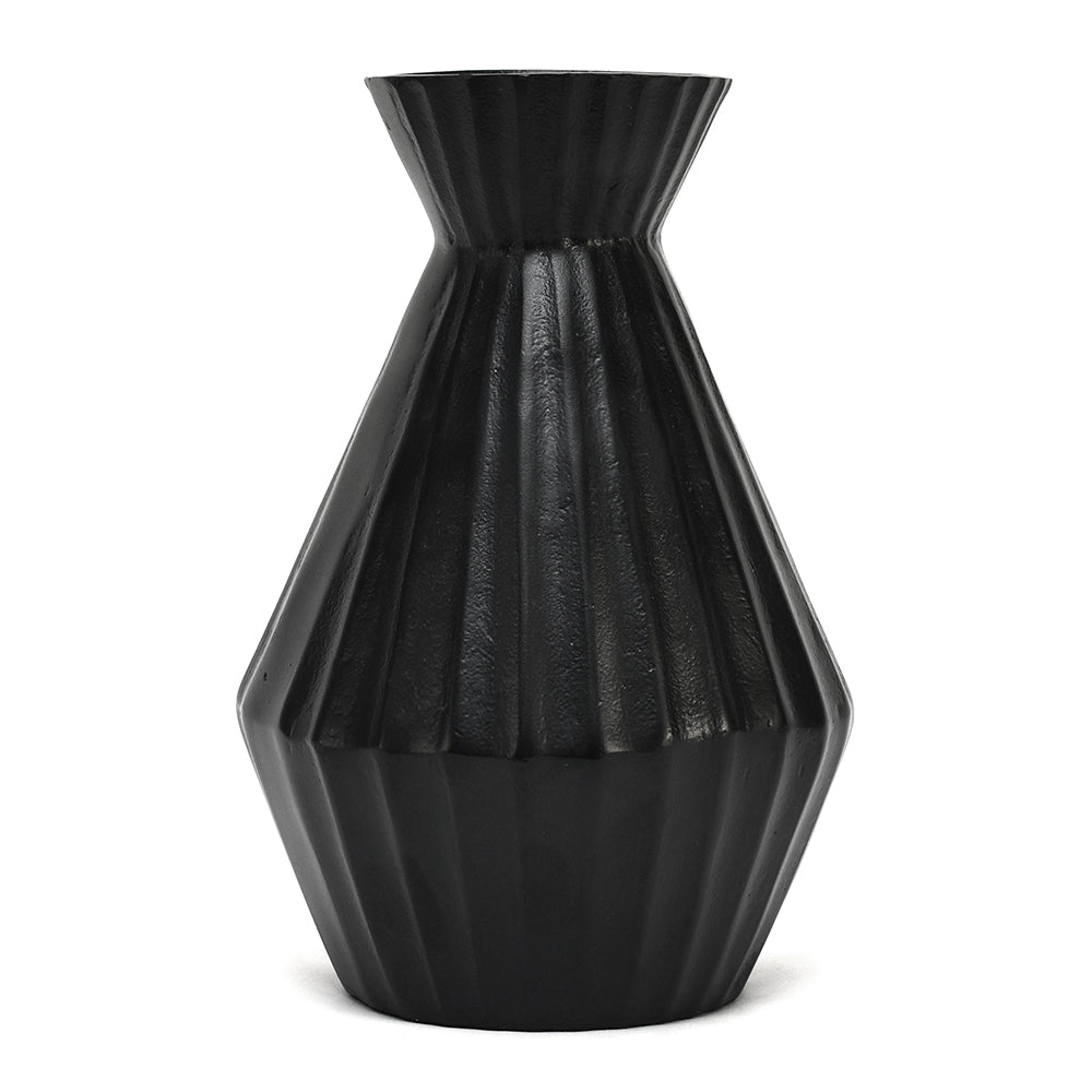 Angular Neck Metal Small Vase (Black)