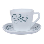 Arias by Lara Dutta Blue Spring Cup & Saucer Set of 12 (220 ml, 6 Cups & 6 Saucers, White)