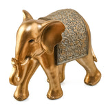 Curl Trunk Elephant Decorative Polyresin Showpiece (Grey & Gold)