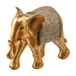 Curl Trunk Elephant Decorative Polyresin Showpiece (Grey & Gold)