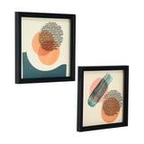 Acrylic Glass Art Paintings Set of 2 (Orange, Green & Black)