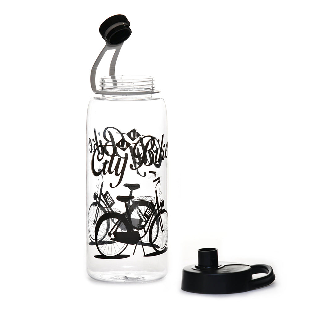 City Bike Print 1000 ml Sports Water Bottle (Black)