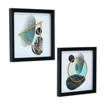 Acrylic Glass Art Paintings Set of 2 (Green, Black & Gold)