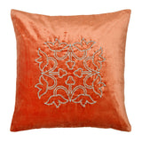 Embroidered Cotton Polyester 16' x 16' Cushion Cover (Orange)