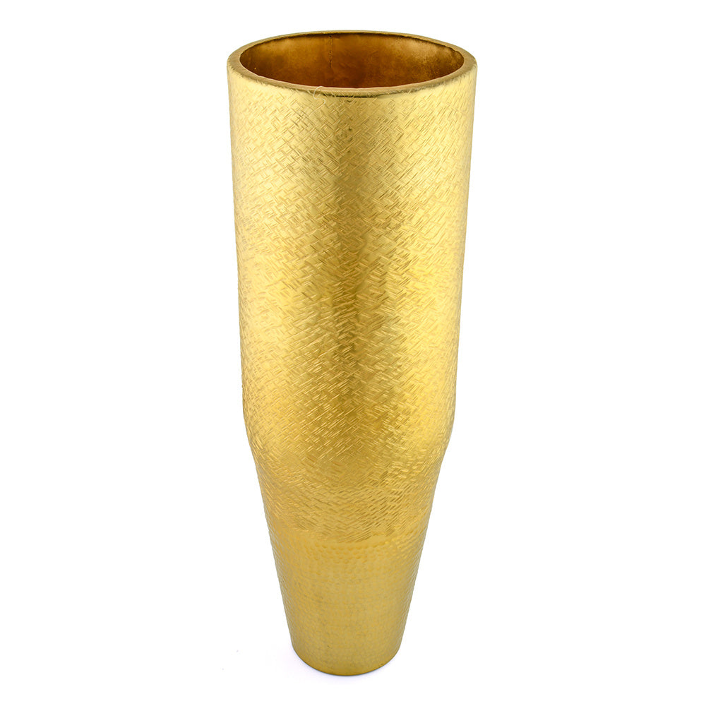 Decorative Metal Narrow Tumbler Floor Vase (Gold)