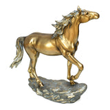 Walking Horse Decorative Polyresin Showpiece (Grey & Gold)