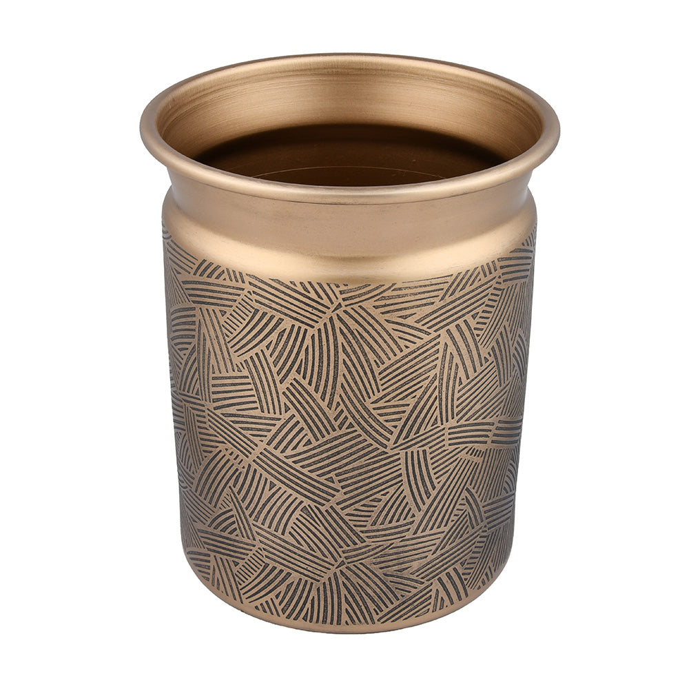 Metal 2.5 Liter Open Dustbin (Antique Gold)