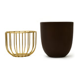 Metal Jali Planter 15 cm (Brown & Gold)