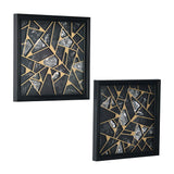 Acrylic Glass Art Paintings Set of 2 (Black & Gold)