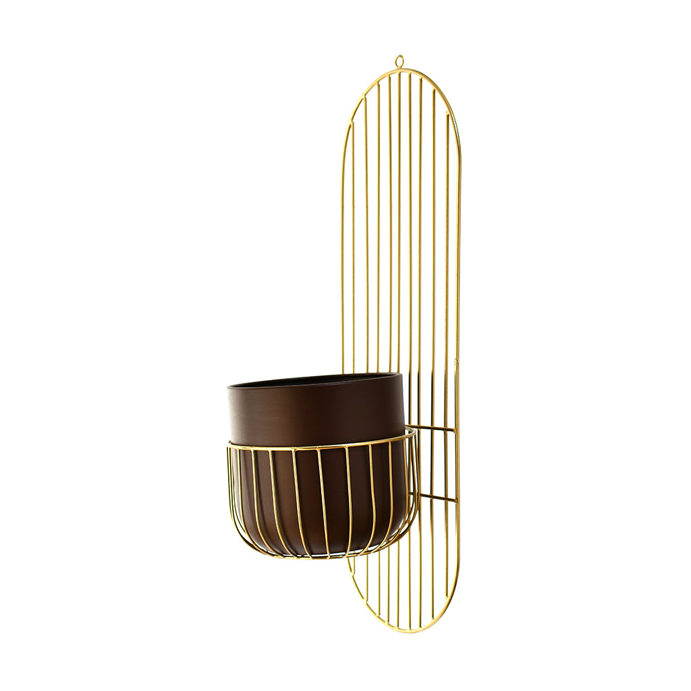 Metal Wall Mounted Planter (Brown & Gold)