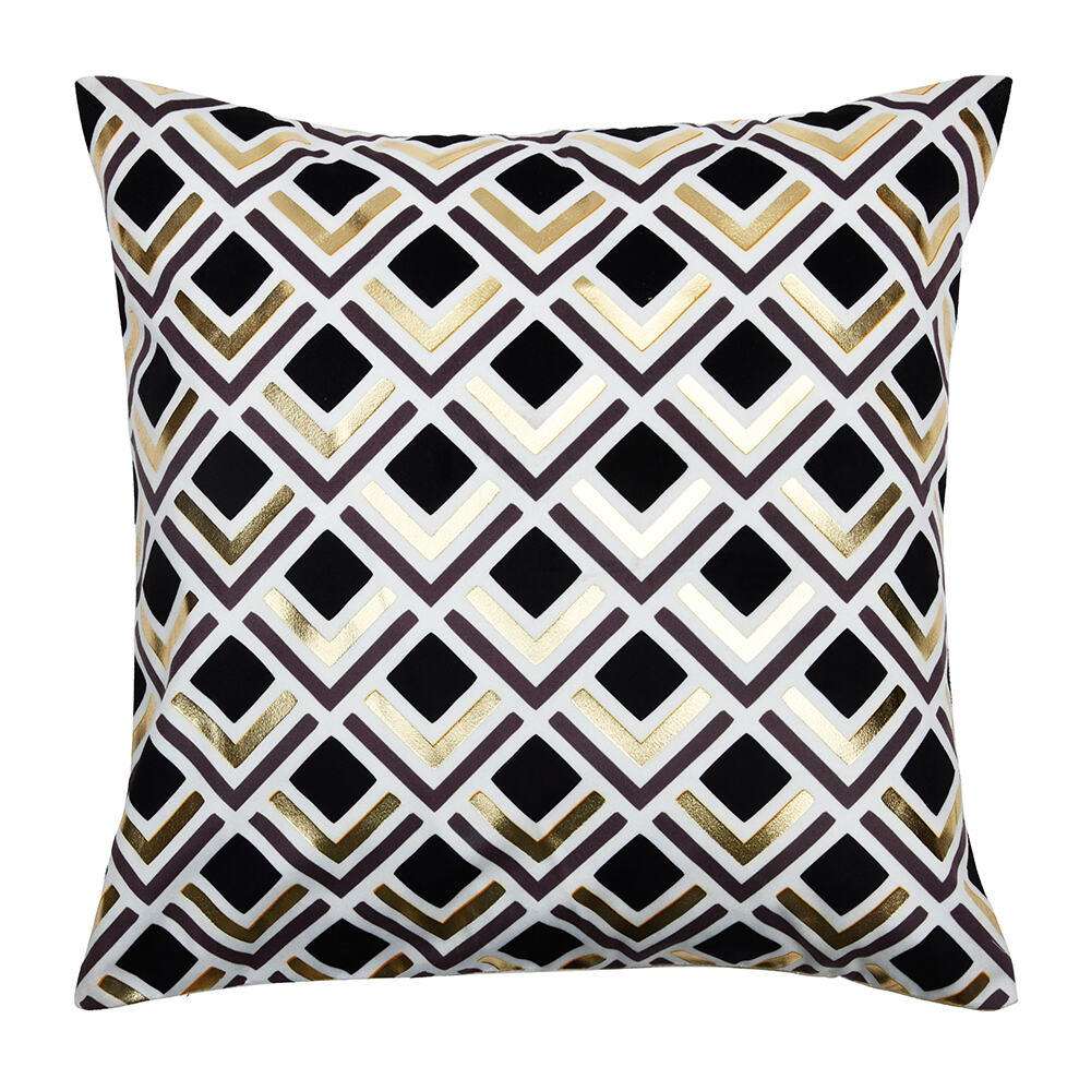 Geometric Polyester 16' x 16' Cushion Cover (Off White & Gold)