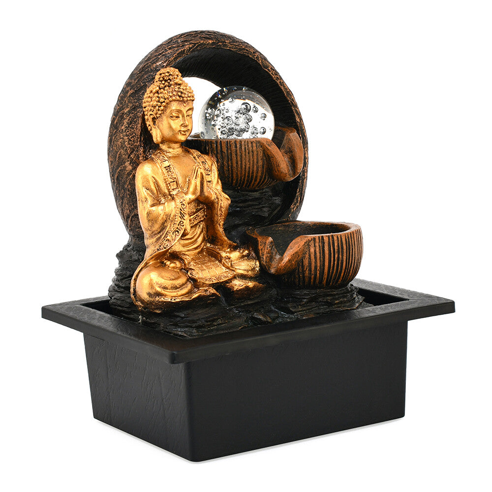 Buddha Praying Polyresin Decorative Water Fountain (Antique Gold)