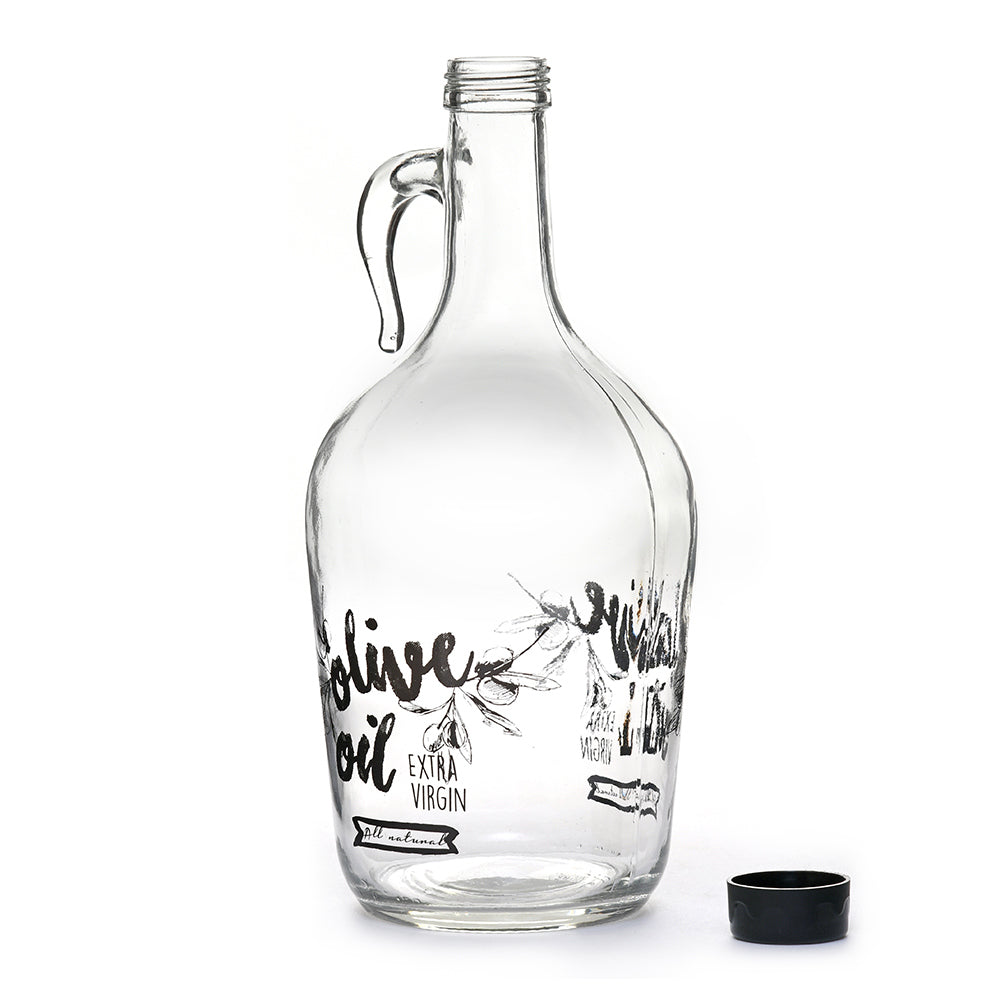 Transparent 1500 ml Glass Oil Dispenser Bottle (Transparent & Black)