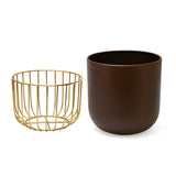 Metal Jali Planter 19 cm (Brown & Gold)