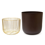 Metal Jali Planter 31 cm (Brown & Gold)