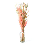 Arias by Lara Dutta Decorative Glass Vase with Dry Flowers (Transparent & Pink)