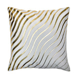 Wavy Polyester 16" x 16" Cushion Cover (Off White & Gold)