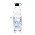 Aqua Transparent 1000 ml Glass Water Bottle (Blue)