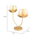 Lotus Branch Metal & Glass Candle Holder (Gold)