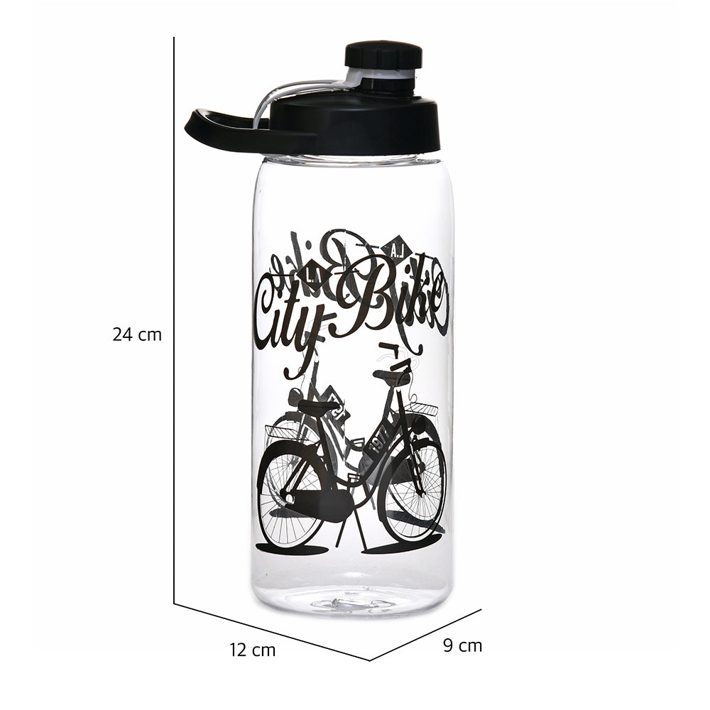 City Bike Print 1000 ml Sports Water Bottle (Black)