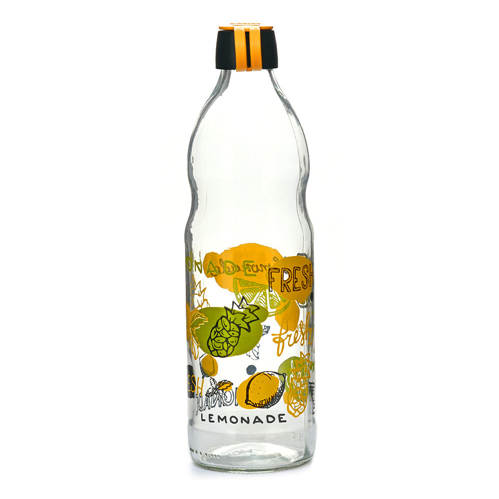 Transparent 1000 ml Glass Water Bottle (Yellow)