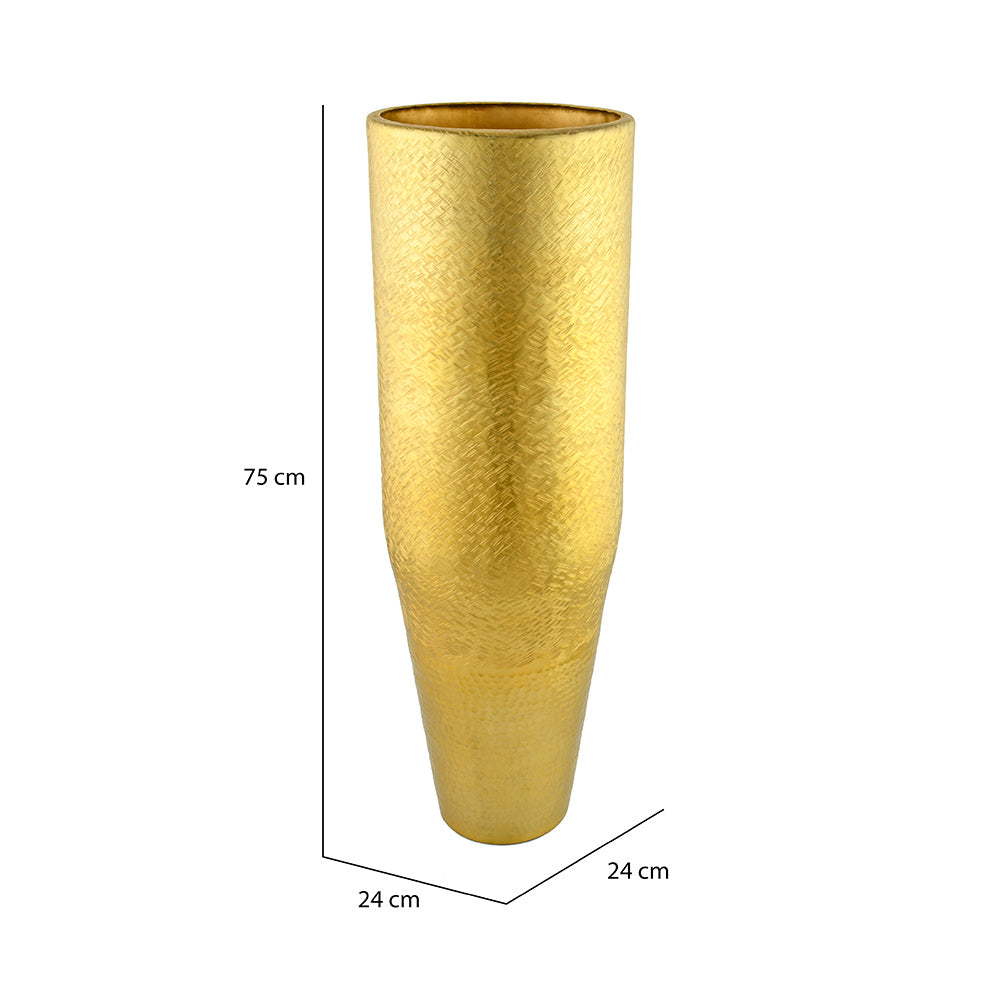 Decorative Metal Narrow Tumbler Floor Vase (Gold)