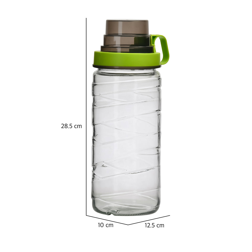 Transparent 1540 ml Tall Canister With Measure Cup Lid (Green)