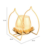 Single Lotus Metal & Glass Votive (Gold)