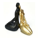 Sitting Couple Decorative Polyresin Showpiece (Black & Gold)