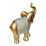 Trunk Up Elephant Decorative Polyresin Showpiece (Grey & Gold)