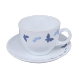 Arias by Lara Dutta Dazzling Wings Cup & Saucer Set of 12 (220 ml, 6 Cups & 6 Saucers, White)