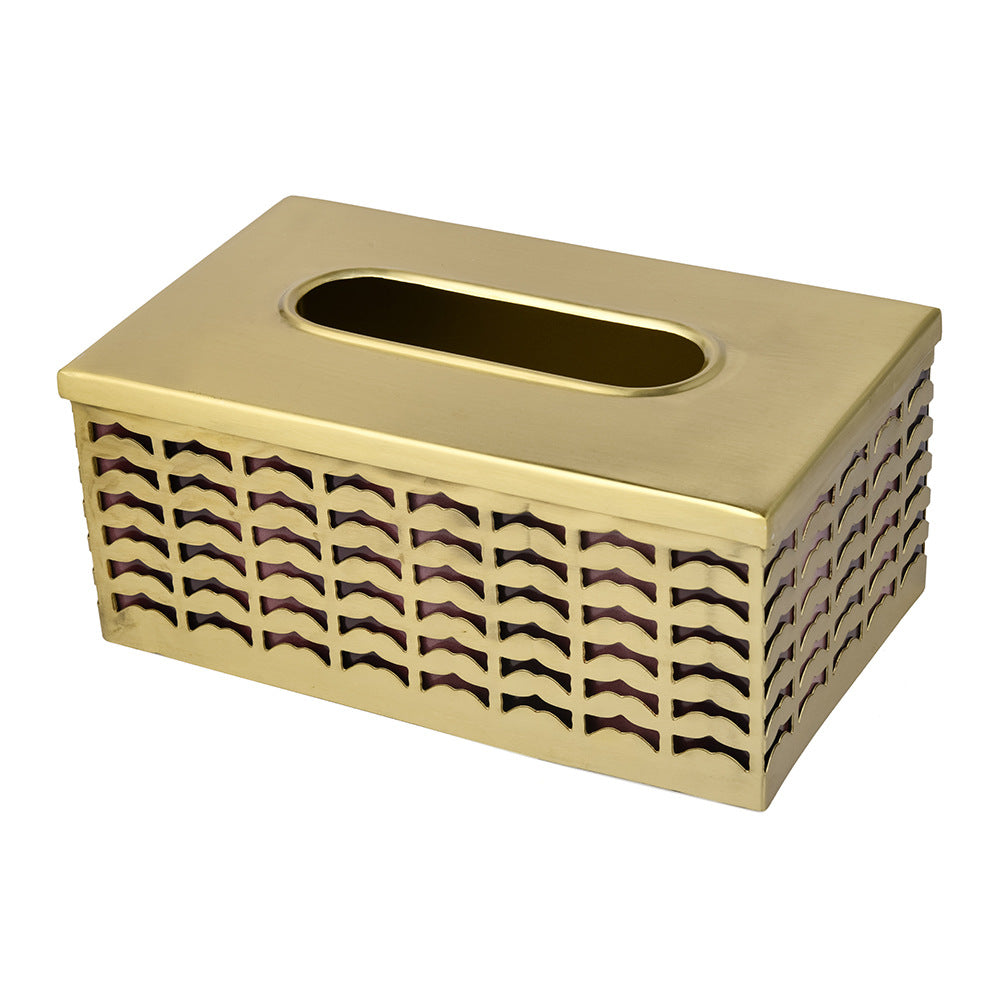 Rectangular Metal Tissue Holder Box (Gold)