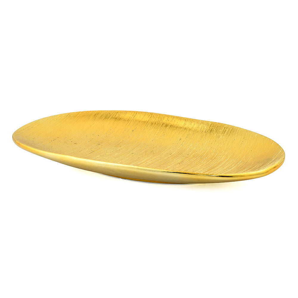 Glaze Oval Ceramic Decorative Platter (Gold)