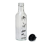 Transparent 250 ml Glass Oil Dispenser Bottles Set of 2 (Transparent & Black)