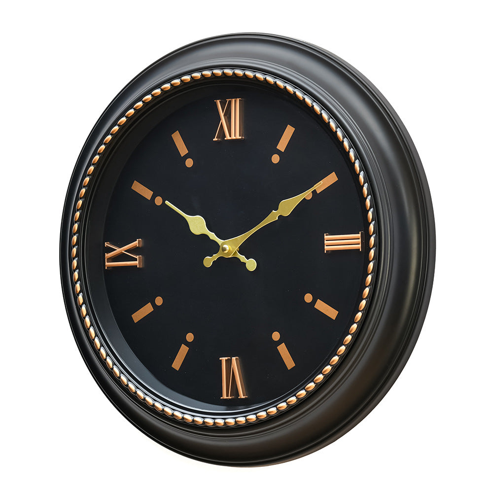 Mini Romania Antique Analog Wall Clock (Black & Gold)