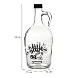 Transparent 1500 ml Glass Oil Dispenser Bottle (Transparent & Black)