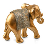 Curl Trunk Elephant Decorative Polyresin Showpiece (Grey & Gold)