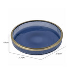 Transparent Glass Bathroom Accessories Tray (Blue & Gold)