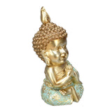 Baby Monk Decorative Polyresin Showpiece (Mint & Gold)