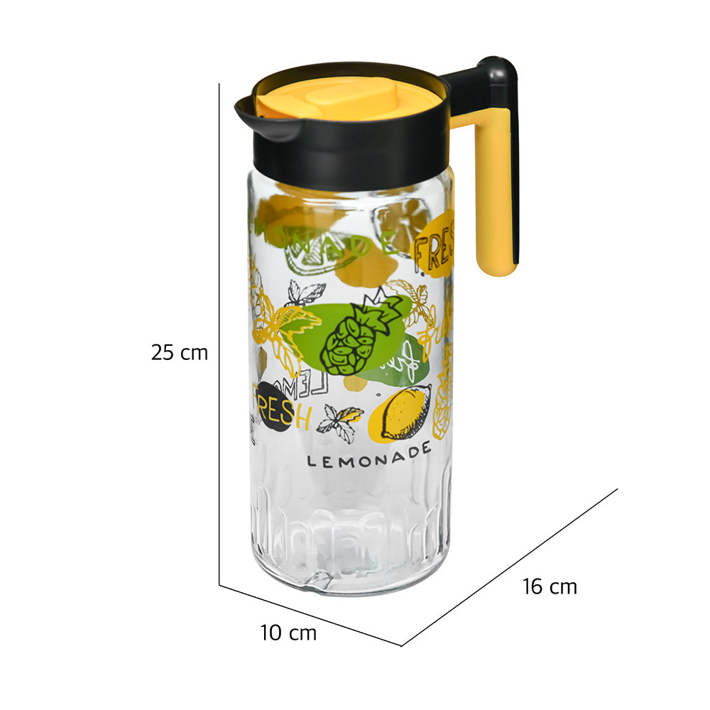 Transparent 1460 ml Glass Water Jug (Yellow)