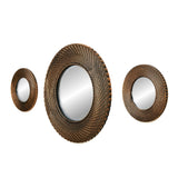 Cirque Round Decorative Wall Mirror Set of 3 (Brown)